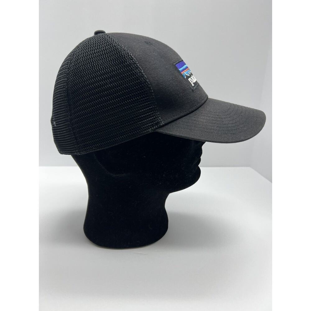 Patagonia Unisex Ball Cap P-6 Logo Trucker Snap Back Hat Mesh Black - Picture 5 of 10